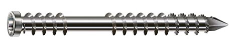 SPAX Vis de terrasse 5 x 50 mm, 180 pièces - Vis à filetage de fixation, tête cylindrique, T-STAR plus T25, pointe CUT, acier inoxydable A2 pour la construction de terrasses en bois - 8000000276583
