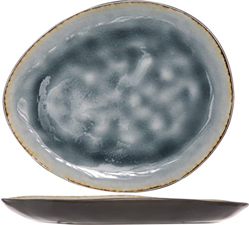 Cosy & Trendy Flacher Teller, oval, Laguna, Blau/Grau, 19,5 x 16 cm, 6 Stück