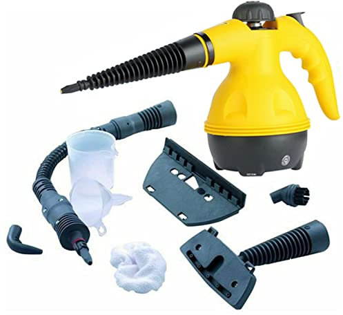 PULITORE A VAPORE ELETTRICO PORTATILE, PULITORE A VAPORE CON KIT DI 9 ACCESSORI, PULITRICE A VAPORE PALMARE E PORTATILE MULTIUSO PER AUTO SEDILI CASA POLTRONE PULIZIA -