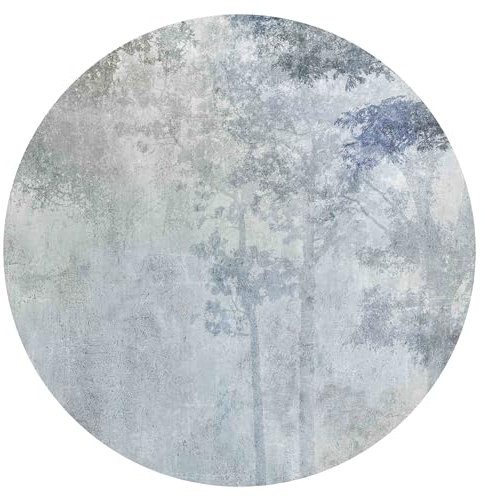 murando runde Fototapete selbstklebend Wald 125x125 cm Tapeten Wandtapete XXL Moderne Wanddeko Design Wand Dekoration Wohnzimmer Schlafzimmer Büro Flur Bäume Natur Landschaft grau