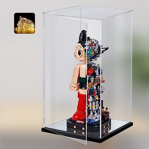 Naconmlet Transparente Acryl Vitrine Schaukasten mit Spiegelboden | Staubdichter Schaukasten für Modelle und Sammlerstücke(20x20x40cm)