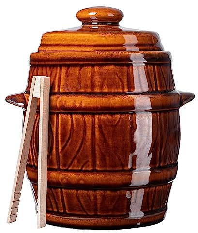 KADAX Stoneware Pot with Lid, Dense Ceramic, Dishwasher Safe, Handmade Fermentation Pot for Pickling Cucumbers and Sauerkraut (5L), K8653