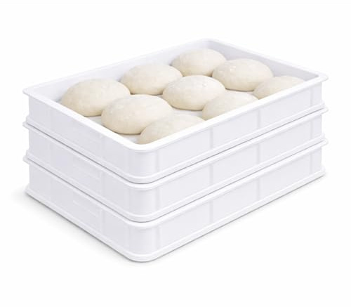 VIRSUS Cassetta per impasti Pizza e Pane HD1, misura 60x40x10 cm e capacità 20 Litri, colore neutro, Contenitore per alimenti, porta impasto per panetti SENZA COPERCHIO (3)