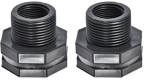 M METERXITY 2pz PVC Passaparete Raccordo - Doppio Filettato Passaparete Acqua Serbatoio Connettore, con Silicone Guarnizione, Applica a Acquari, (G3/4 Femmina 1,5 Maschio, Grigio)