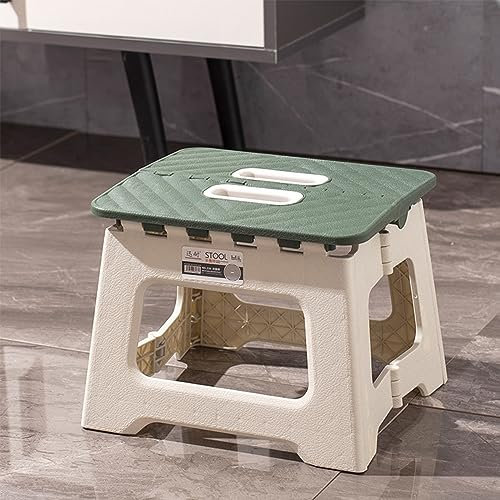 Kleiner Klapphocker, Faltbar Küchenhocker Klapptritt, Tritthocker Klappbar, für Küche, Bad, Esszimmer, Büro, Garten, Camping(Groß, Grün und Weiß)