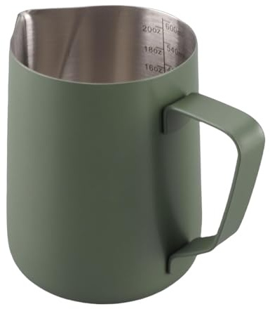 Tasse à Mousse de café, Pichet D'art de Latte à Bouche Pointue, Tasse à Crème en Acier Inoxydable avec Mesure à L'intérieur pour Faire de L'art du café au Lait (vert foncé)
