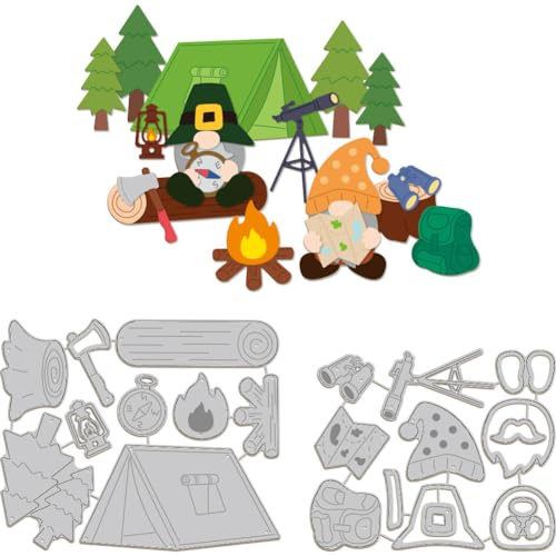 GLOBLELAND Camping Zelt Teleskop Stanzformen Für DIY Scrapbooking, Metallzwerge, Baumstanzungen, Prägeschablonen, Vorlage Für Papierkarten, Dekoration, Album