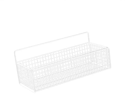 Sharplace Panier de Rangement d'armoire, Organisateur Mural Suspendu, Panier en Fil d'acier Robuste pour Fruits et légumes collations, Salle de Bain, Maison, Blanc L
