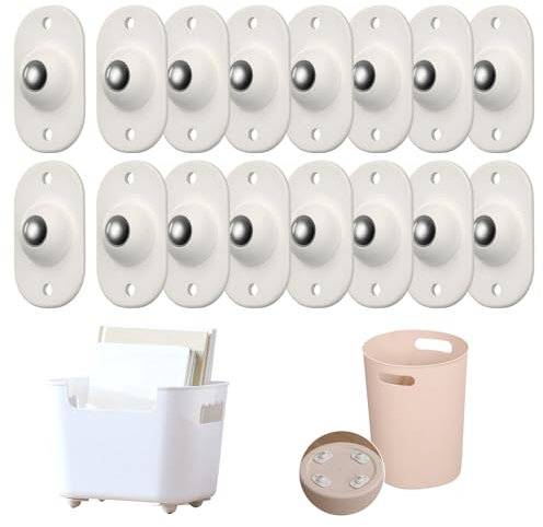 16PCS Self Adhesive Caster Wheels Self Adhesive Mini Caster Wheels 360° Rotation Universal Pulley Castors Small Pulley Swivel Castor for Kitchen Appliance Small Furniture Trash Can Storage Box