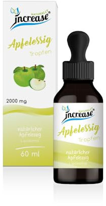 Aceto di mele liposomiale gocce ad alto dosaggio – (60.000 mg di aceto di sidro di mele per confezione) 2000 mg per dose giornaliera con vitamina B9 e vitamina B12 – Olio MCT – Alta biodisponibilità