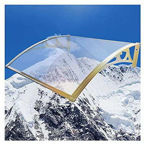 Tenda da sole per porta d'ingresso in policarbonato con staffa in lega di alluminio, tettoia per finestra sul patio, copertura per ingresso esterno, grondaia, protezione solare per pioggia, neve (tra