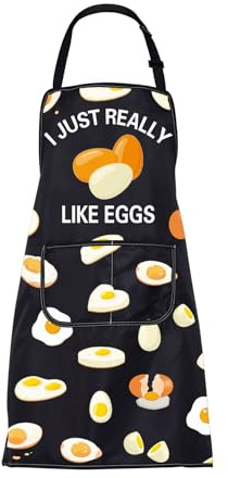 Grembiule con tasche con scritta I Just Really Like Eggs, ideale come regalo per gli amanti delle uova, da cucina, da chef, da cucina e barbecue, 2499 Grembiule per uova, M
