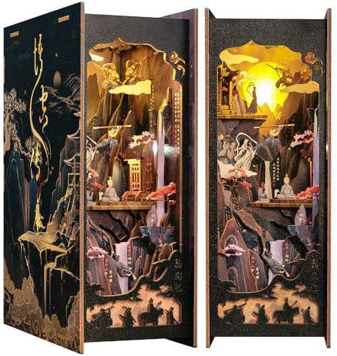 CUTEBEE Book Nook Kit de construction miniature pour maison de poupée, serre-livres d'art en bois, kit de modèle de maison pour adultes, cadeau de construction (The Legend of Wu Kong)