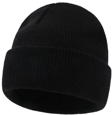 iNelihoo Baby stickad mössa spädbarn mössa hatt dagis mössa dubbla lager stickad mössa barn varm mjuk höst vintermössor för baby pojkar flickor 0–6 år, svart, M-L