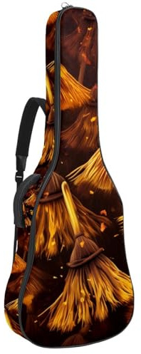 Gitarrentasche für Akustikgitarre mit zwei Taschen, Halloween-Dekoration für Besen, Dekoration, 41, wasserabweisend, doppelt verstellbarer Schultergurt, Gitarrentasche, Halloween-Dekoration für Besen,