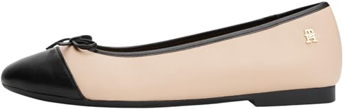 Tommy Hilfiger Bailarinas Mujer Toe Cap de Piel, Beige (Misty Blush), 38