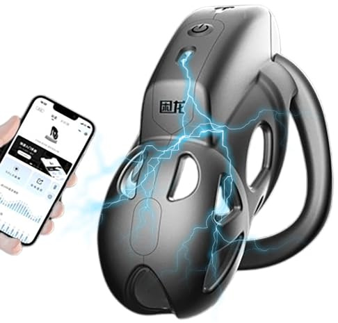 Guspiun APP Smart Peniskäfig mit Elektro Schock Keuschheitskäfig Set Mit 3 Penisringe Männer Wireless Chastity Cage BDSM Fetisch Bondage Keuschheitsgürtel Erotik Sex Spielzeug für die Paare