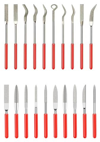 Lot de 20 limes aiguilles en métal de 140 mm - Petites limes diamantées - Limes en métal pour limes aiguilles en acier - Limes diamantées pour métal