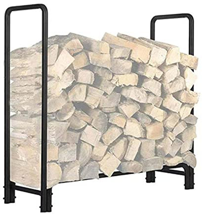 Étagère de rangement robuste pour bois de chauffage pour intérieur/extérieur, support de bûches en acier noir pour rangement extérieur