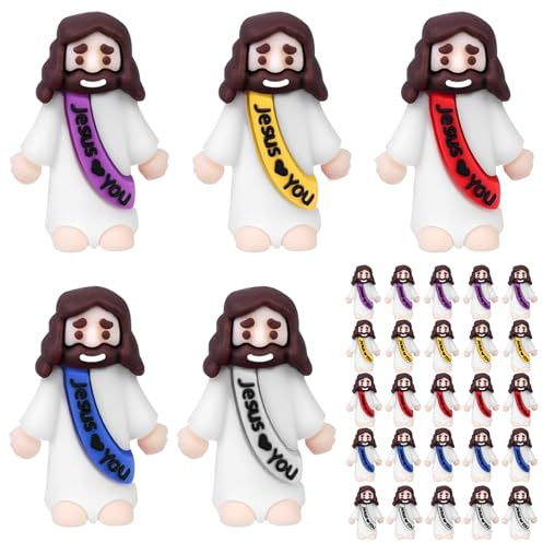 KEAGAN 25 Stück Mini-Jesusfiguren Versteckte Kleine Jesusfiguren Osterdekoration Christus Religiöser Erlöser Jesuspuppe für Religiöse Partys Sonntagsschule Basteln Taufgeschenke Ostereierfüller