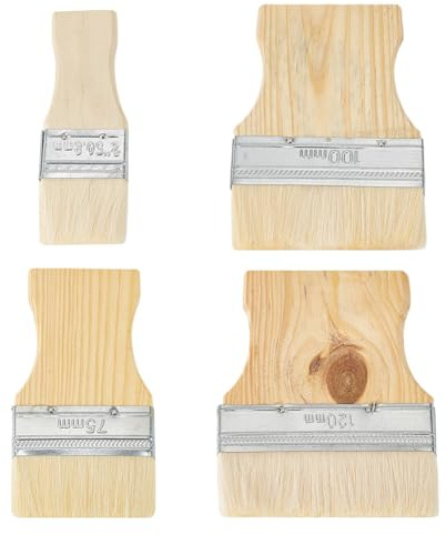 GOMAKERER 4 Stück Flachpinsel Set Breiter Pinsel Holzgriff Weiche Borsten Flacher Wandpinsel Künstler Malpinsel Set Schuppenpinsel Für Öl Und Acrylfarben