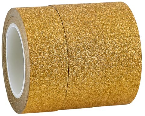 GORGECRAFT 3 Rolle 30 m X 15mm Glitzer Dekoband Selbstklebendes Washi Papierband Abdeckband Aus Goldfolie Für Bastelarbeiten Scrapbooks Geschenkverpackungen Automöbel Grafische Künste Wanddekoration