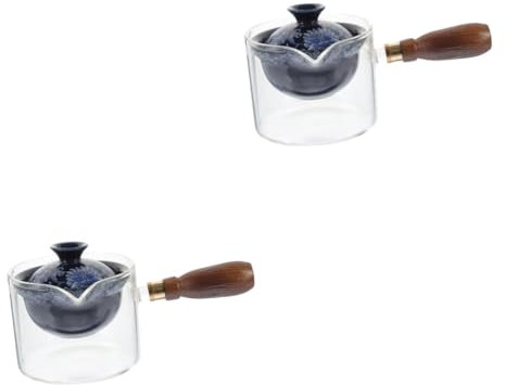 Alipis 2pièces Gongfu Théière Rotative Portable Infuseur à Thé Chinois Pour Bureau Et Maison Théière Avec Poignée Latérale Anti-brûlure