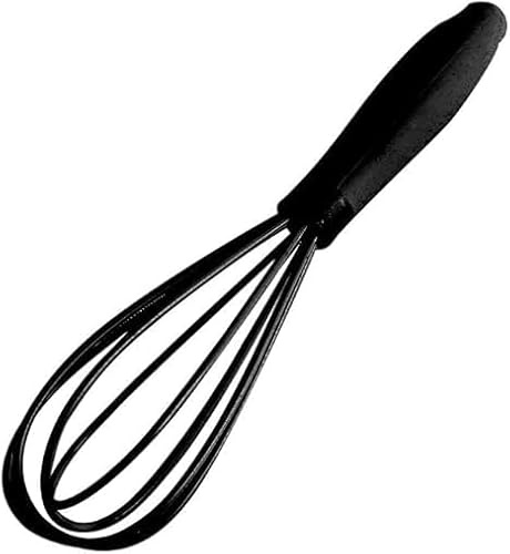 1 x schwarzer Mini-Silikon-Schneebesen, 17 cm, antihaftbeschichtet, Milch- und Eierschlägel, Handeiermischer, Küchenbesen zum Kochen, Backen, Mischen, Rühren, Küche und Esszimmer, Kochutensilien