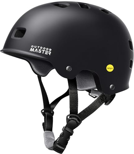 OutdoorMaster MIPS Skateboard Cycling Helmet for Adults - Lightweight, Ventilated Multi-Sport Helmet with Two Removable Liners for Scooter, Roller Skating, Inline Skating, Rollerblading