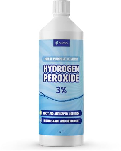 Pure Safe Hydrogen Peroxide 3% Solution 1 Ltr – Multi-Purpose Household Cleaner, Surface Disinfectant, Mould and Mildew Remover, Stain Fighter, Grout Whitener, Kitchen and Bathroom Sanitiser