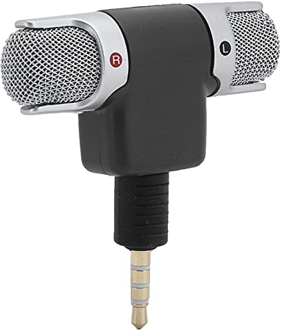 POENVFPO Mini Mini Microfono Stereo per Dispositivi Mobili per Tablet di Telefonia Mobile, Microfono Chiaro per Configurazioni di Registrazione Rapida, Mattale Black Abs Mattale (4 poli)
