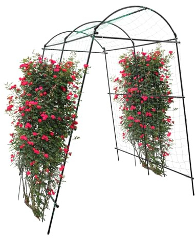 Arche de jardin 2,3 m pour plantes grimpantes, treillis de tunnel de jardin extra haut en métal pour vignes grimpantes, légumes, support de jardin extérieur