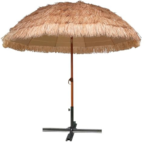 Sombrilla De Playa De Paja, Sombrilla De Patio De Paja, Diseño Plegable Y Portátil, 8 Varillas Resistentes, Sombrilla De Mesa For Mercado, For Patio, Jardín Y Patio Trasero.(Bracket,1.5m/4.9ft)