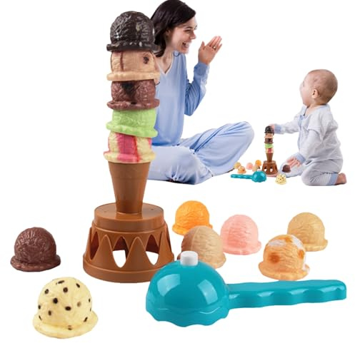 Ice Cream Stacking Game - Ice Cream Scoop Balancing Game - Fine Motor Skills Learning Stacking Balancing Preschool Activities for Toddler Children Girl Boy Birthday