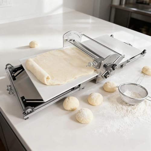 Beachtiful Laminadora de Masa Plegable Comercial, Amasadora Eléctrico, Laminadora de Masa Comercial, Fácil de Limpiar, Mango Ergonomico, para Croissants, Hojaldre