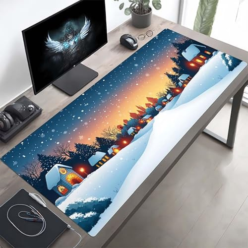 Gaming Mauspad 1200x600x3mm Gaming Mousepad XXL Haus Schwarz Mauspad Schreibtischauflage, Genähte Kanten Mausmat, rutschfeste Gummibasis, Schreibtisch Schutz für Home Büro, Geschenke PjY10628 2-4