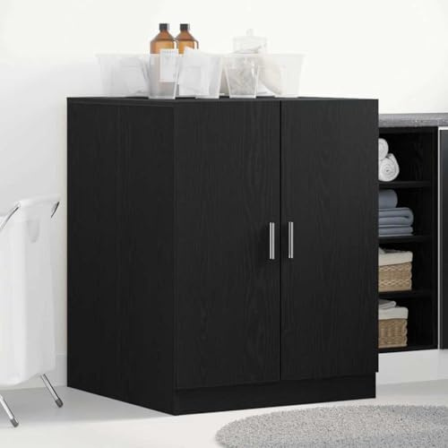 Generisch Armoire haute pour machine à laver, meuble de salle de bain, armoire de salle de bain stable en matériau dérivé du bois pour salle de bain, buanderie et buanderie (Blackoak)
