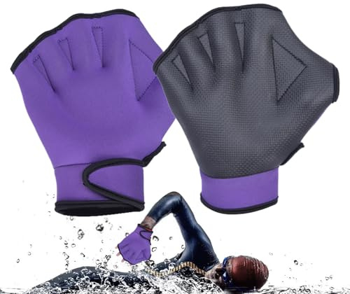 Guanti da nuoto palmati, guanti acquatici da uomo per pratica di nuoto, guanto in gomma con robusto materiale impermeabile, accessorio per esercizi acquatici per fitness, piscina acquatica e