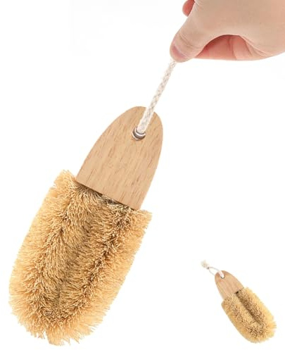 Angoily Professional U-Shaped Pot Brush with Natural Coconut Fiber for Kitchen Cleaning, Multi-Function Household Dish and Wok Accessory in Brown