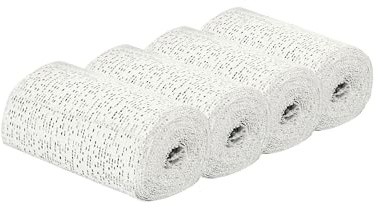 ASSISTICA Gipsbinden zum Basteln • 4er Set Gipsbinde inkl. E-Book und Schleifpapier • Schnelltrocknender 12 x 300 cm Gipsverband • Ideal für DIY wie Babybauch Abdruck während der Schwangerschaft