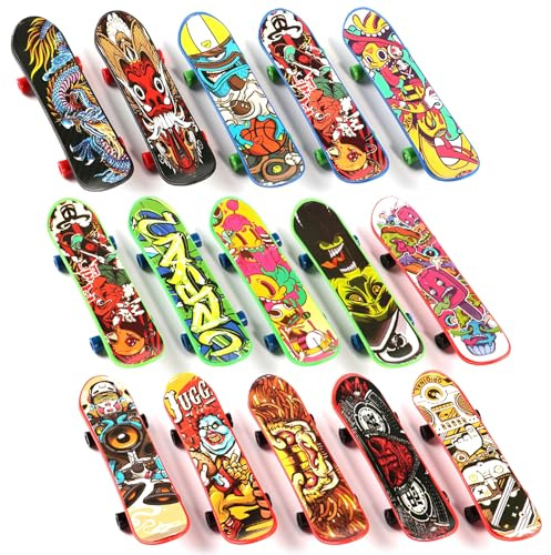 15 Pcs Mini Finger Skateboard,Fingerboard,Kreatives Fingerboard,Professionelle Fingerskateboard für Skateboarding-Enthusiasten,Kindergeburtstagsgeschenke,Kinderspielzeug(Zufällig ausgewählter Stil)