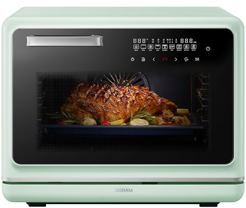 ROBAM Toaster Air Fryer Steam Oven Combo, Countertop Convection Cooker with Fry & Bake, 1.2 Cu.Ft Large Capacity Combi Oven, Smart Touch Precise Temp Control, Multi-Stage, 32 Preset Recipes (Green)