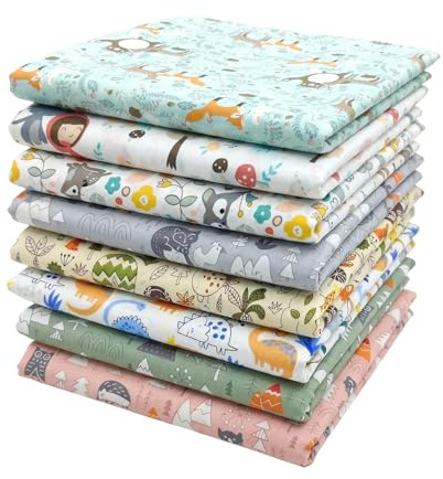 8 stycken bomullstyg, 50 x 50 cm, tygpaket – lapptäcke, tyger, paket för sömnad och quiltning, tyger för sömnad, lapptäcktyg, lapptäcke för quiltning, gör-det-själv hantverk, dockkläder (grön)