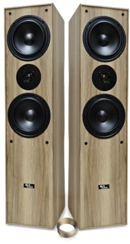 Evidence Acoustics EA700-WOOD - Paire d'enceintes Colonne HiFi/Home-Cinéma - Bass Reflex 3 Voies - 2x500W PMPO - Chêne Clair