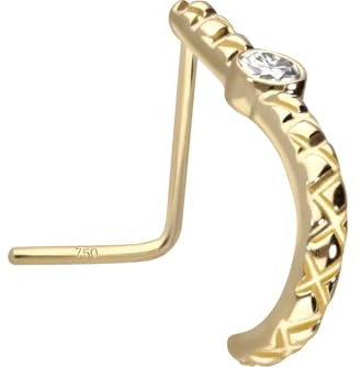PIERCINGLINE 14/18 Karat Gold Nasenstecker MOISSANIT Nasenpiercing Piercing Nase