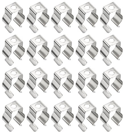 sourcing map T5 U Clips Halterung für LED-Leuchtstoffröhre, LED-Leuchtstoffröhren-Ersatzmontagezubehör, vernickelter Manganstahl-Lampenträger, um ein Durchhängen zu verhindern, Packung mit 20 | LED-Leuchtstoffröhren-Ersatzmontagezubehör, vernickelter Manganstahl-Lampenträger, um ein Durchhängen zu verhindern