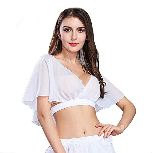 ROYAL SMEELA Bauchtanz Top Bauchtanz Oberteil Sexy Tanzkleidung Elegantes Top Mode Bauchtanz Kostüm Frauen üben Leistung Bonbonfarbene Chiffon Oberteile Übungs kleidung kurzes Oberteil Sexy Tops
