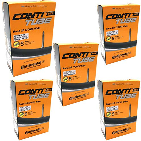 Continental Race 28 700 x 25 – 32 C Cámara de Aire para Bicicleta con válvula Presta 60 mm (Juego de 5), Color Negro