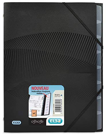 ELBA Osmose Ordnungsmappe, 8 Fächer, Polypropylen, blickdicht, A4, Schwarz
