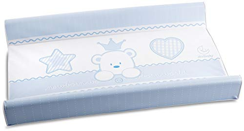 Materassino fasciatoio in pvc 2 lati, per il cambio del pannolino, universale, misura cm 49x81x10, made in italy, Italbaby baby re azzurro